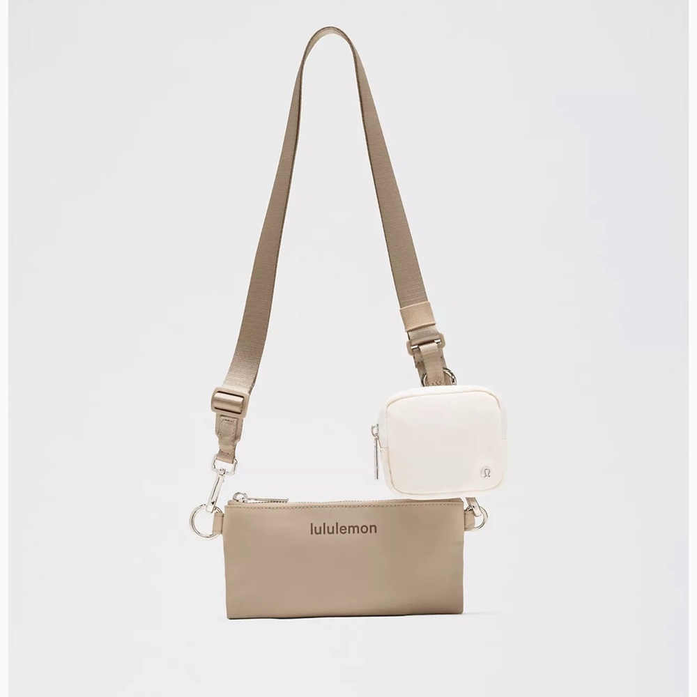 lululemon athletica Tan and White Crossbody Bag, NEW.